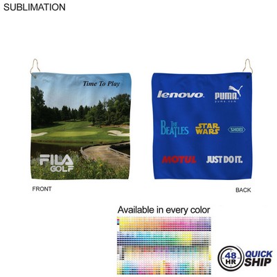 48Hr Quick Ship - Microfiber Suede Shammy Golf Towel, NoFold,Finish size 15x15, Sublimated 2 sides