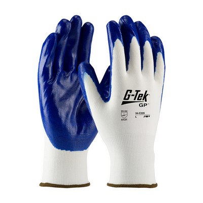 G-Tek® Seamless Knit Nylon Glove with Nitrile Coated Smooth Grip on Palm & Fingers