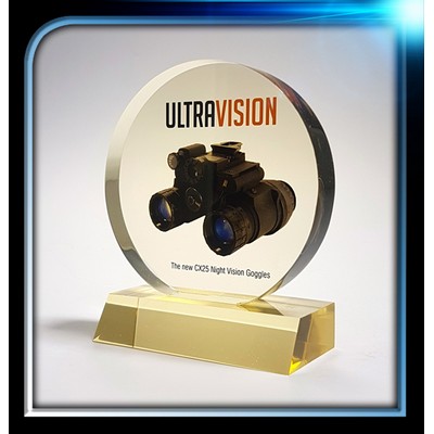 Executive Series Gold Round Award w/Base (4" Dia.x3/4")
