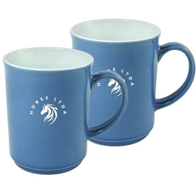 ~ Cyprus 2tone blue/white 14oz mug set of 2 in Jet gift box