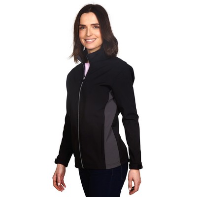 Ladies Contrast Deco Coil Zipper Bonded Soft Shell Jacket (Union Made)