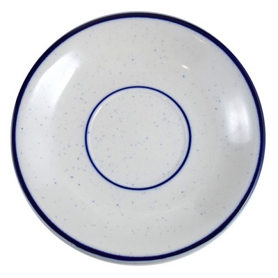 6" Saucer cream colour ceramic with blue speckles and rim