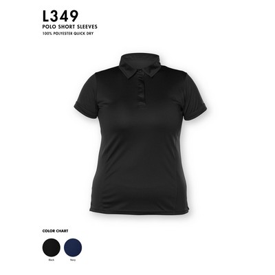 Ladies Polo 100% polyester, 3 button hidden placket