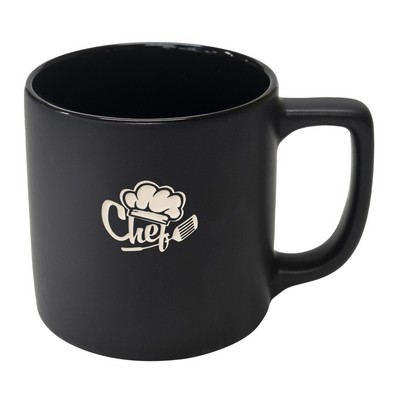 Arcadian 16oz two-tone matte ceramic mug black/black in a Ripple box - Etched