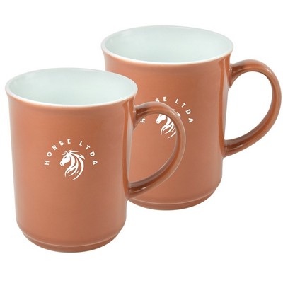~ Cyprus 2tone terracotta/white 14oz mug set of 2 in Jet gift box