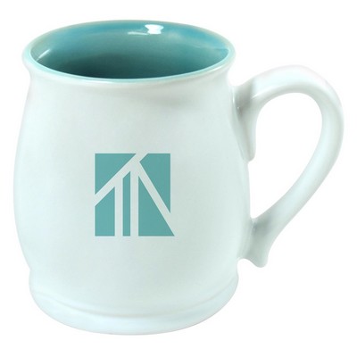 Bergen 2tone white/teal 16oz mug in a Ripple gift box