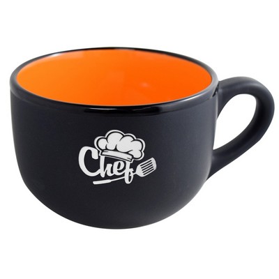 Aloha 2tone matte black/gloss orange latte mug 16oz in Ripple gift box - Etched