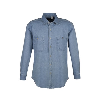 Men's Heavy weight Long Sleeve White Top Stitch Denim Shirt Tall (LT-3XLT)