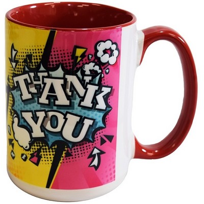 The Full Hinton 14oz 2tone white/red Sublimation mug in Ripple brown gift box