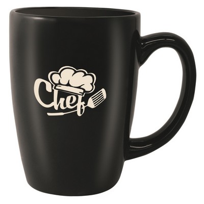 Houston 16oz gloss black ceramic mug - Etched