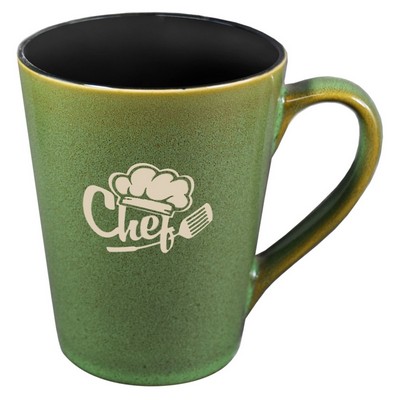 Dublin 15oz 2tone green/black mug in Ripple brown Gift box - Etched