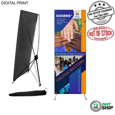 72 Hr Fast Ship - Economy, Cost Effective Advertising Banner with Graphics, X-Stand, NO SETUP CHARGE