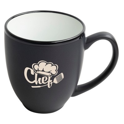 Bistro 16oz 2tone black/white ceramic mug in Ripple gift box - Etched