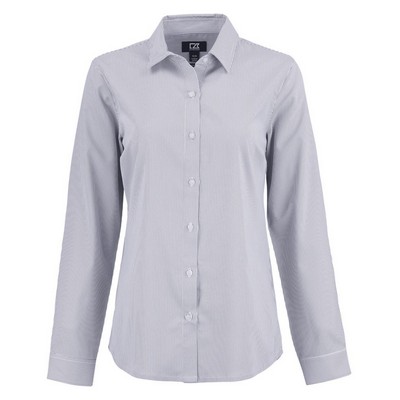 Cutter & Buck Skyline Eco Recycled Pinstripe Womens Long Sleeve Dress Shirt