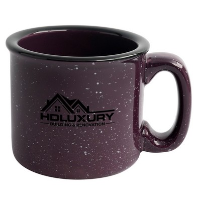 Santa Fe 15oz speckled/plum mug with black rim