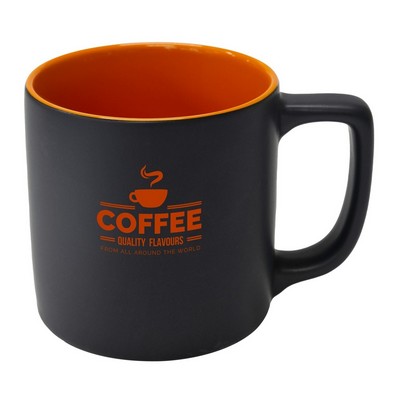 Arcadian 16oz two-tone matte ceramic mug black/orange in a Ripple box