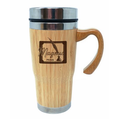 GALE 15 ounce Bamboo & Stainless Steel Tumbler with Handle (3-5 Days) NEW