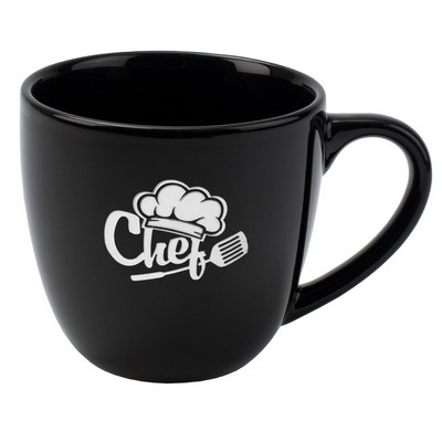Cappuccino 16oz black mug vitrified - Etched