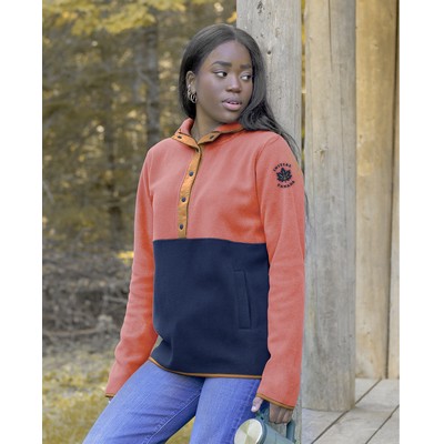 Hooded 1/4 button-down sweatshirt - women