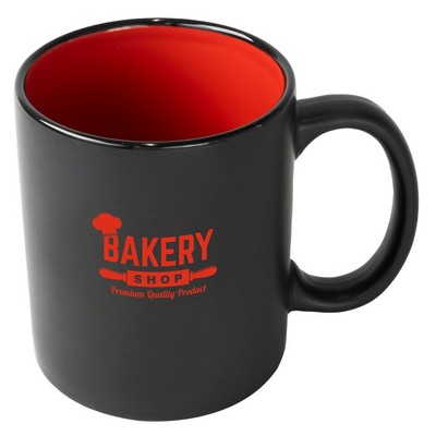 Chalk 11oz 2tone black/red mug in Ripple brown Gift box