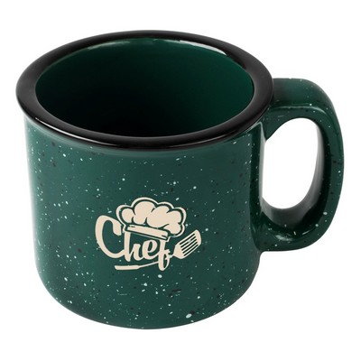 Camper 15oz speckled dark green mug - Etched