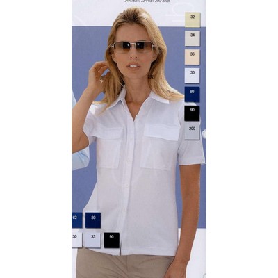 Ladies' Micro Jersey Full Front Button Blouse