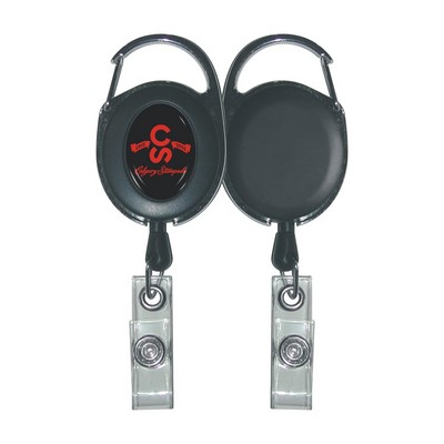 Black Retractable Holder w/Carabiner (1 5/16"x 1 ½")