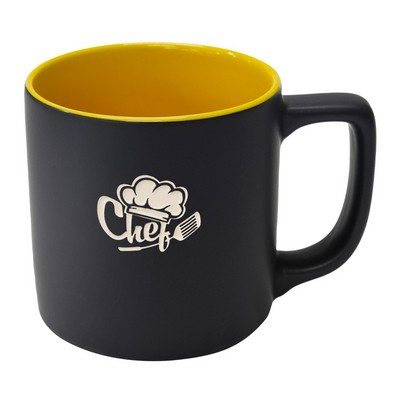 Arcadian 16oz two-tone matte ceramic mug black/yellow in a Ripple box - Etched