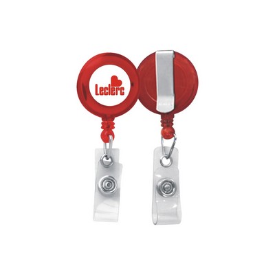 1 ¼" Round Retractable Badge Holder - Translucent