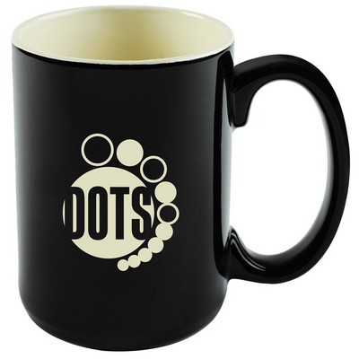 Hanna 14oz 2tone black/cream mug in Ripple gift box