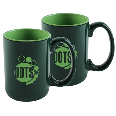 ~ Hanna 14oz 2tone green mug set of 2 in Jet gift box