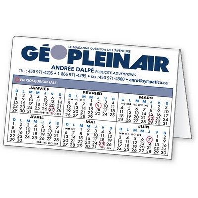 Folded Plastic Tent Calendar .030 Styrene (folded size 3.875" x 5.875") Screen-printed