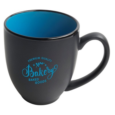 Bistro 16oz 2tone black/sky blue mug in Ripple gift box
