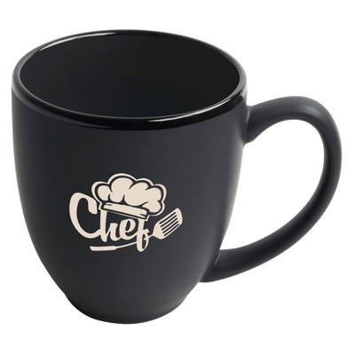 Bistro 16oz 2tone black/black mug in Ripple gift box - Etched
