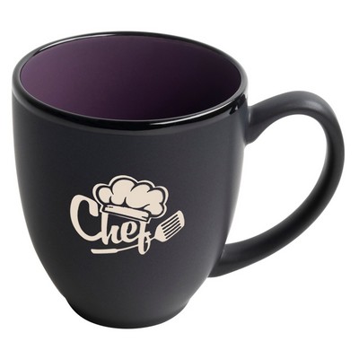 Bistro 16oz 2tone black/purple ceramic mug in Ripple gift box - Etched
