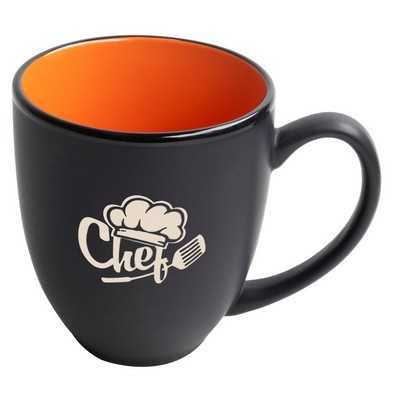 Bistro 16oz 2tone black/orange mug in Ripple gift box - Etched