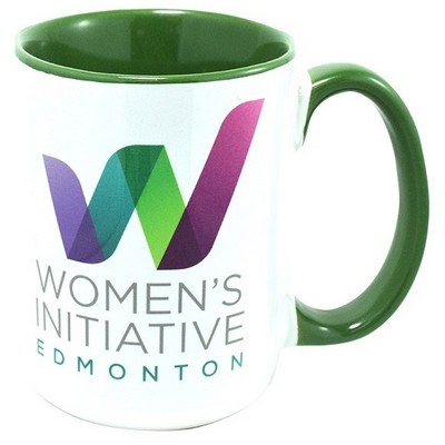 Hinton 14oz 2tone white/green Sublimation mug in Ripple brown gift box