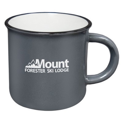 Fireside 16oz grey/white mug with black trim in a Ripple gift box