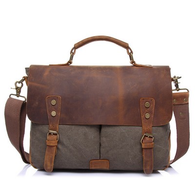 Vintage Canvas & Leather Messenger Bag